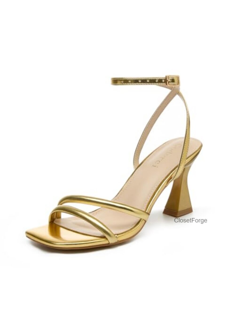 Women's Kitten Heel Square Open Toe Ankle Strap Sandals